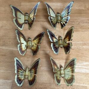 Set of 6 gold metal butterfly wall art pieces